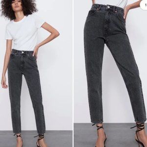 NWT Zara The Classic Mom Fit Jeans in Vintage Black